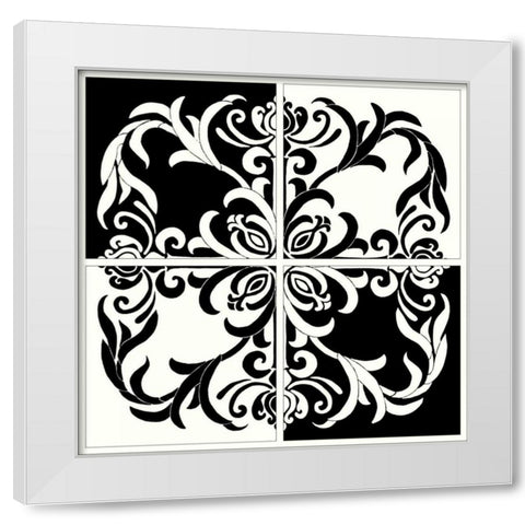 Damask Silhouette I White Modern Wood Framed Art Print by Shelby, Judy