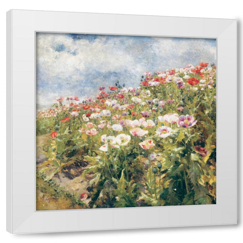 Seaside Poppies White Modern Wood Framed Art Print by Egner| Marie