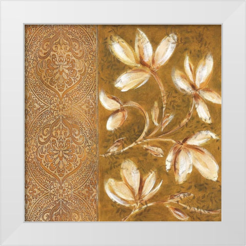 Bukara Paisley I White Modern Wood Framed Art Print by King, Michael