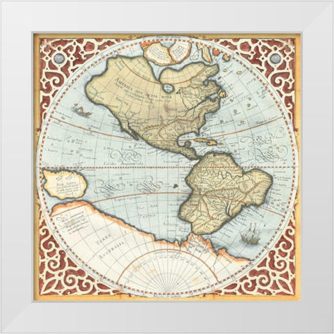 Terra Major Petites A White Modern Wood Framed Art Print by Mercator, Gerardus