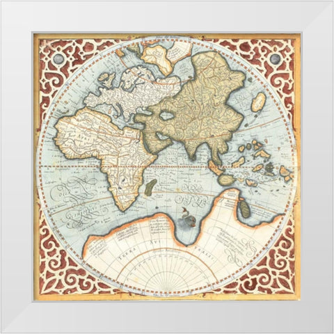 Terra Major Petites B White Modern Wood Framed Art Print by Mercator, Gerardus