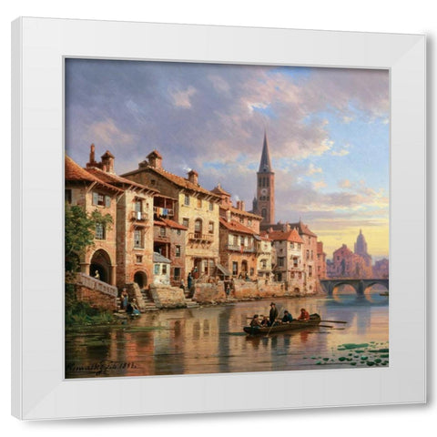 Riverside Village I White Modern Wood Framed Art Print by Kuwasseg, Charles