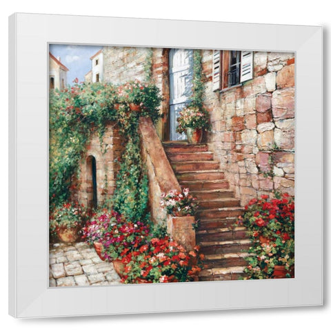 Stone Stairway Petites B White Modern Wood Framed Art Print by Duvall, Roger