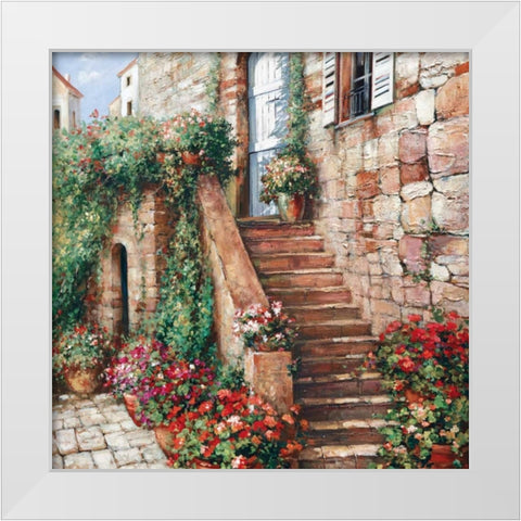 Stone Stairway Petites B White Modern Wood Framed Art Print by Duvall, Roger