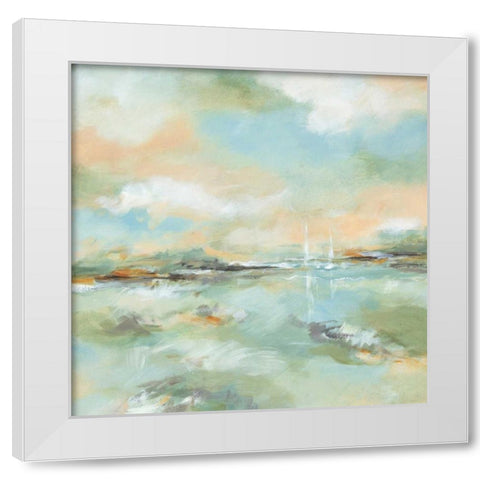 Waterline II White Modern Wood Framed Art Print by King, Michael
