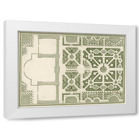 Courtly Garden Plan I White Modern Wood Framed Art Print by Gravely, Sir Archibold