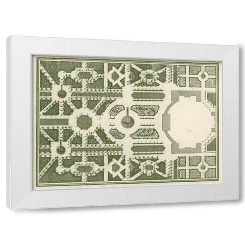 Courtly Garden Plan II White Modern Wood Framed Art Print by Gravely, Sir Archibold