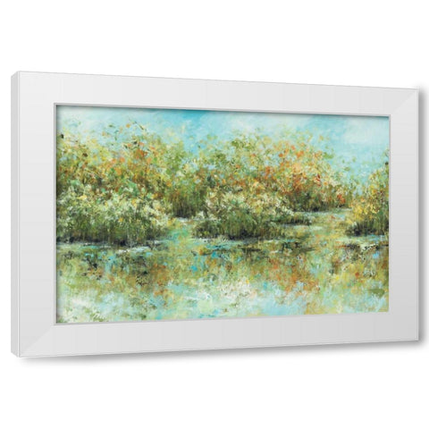 Hamden Pond White Modern Wood Framed Art Print by King, Michael