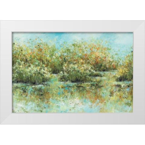 Hamden Pond White Modern Wood Framed Art Print by King, Michael