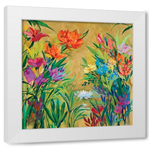 spring flowers, garden White Modern Wood Framed Art Print by Collins, Martha