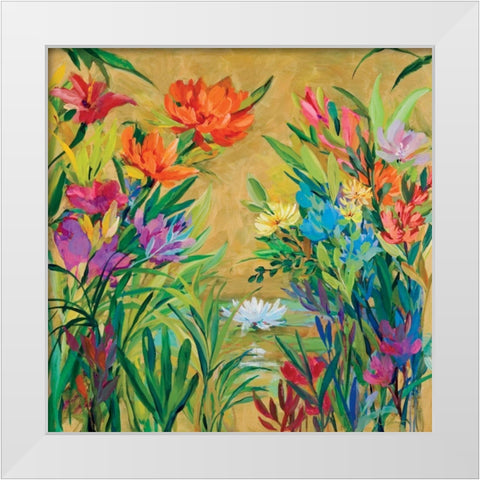 spring flowers, garden White Modern Wood Framed Art Print by Collins, Martha