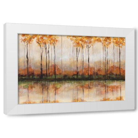 Treeline White Modern Wood Framed Art Print by King, Michael