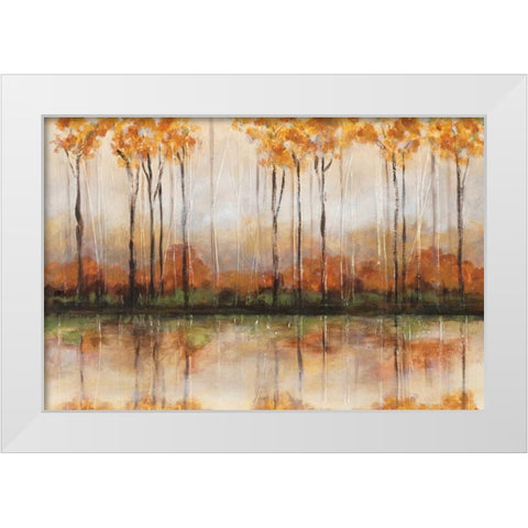 Treeline White Modern Wood Framed Art Print by King, Michael
