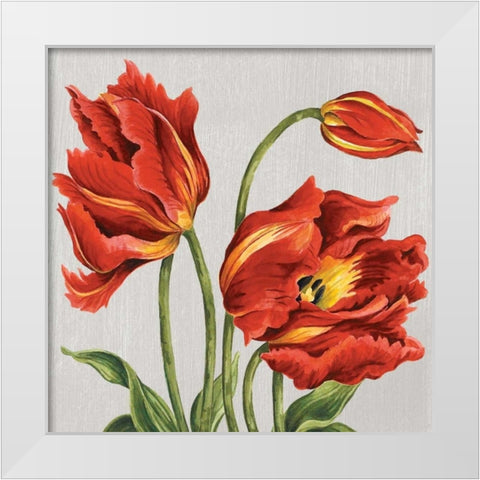 Tulips on Silk White Modern Wood Framed Art Print by Shelby, Judy