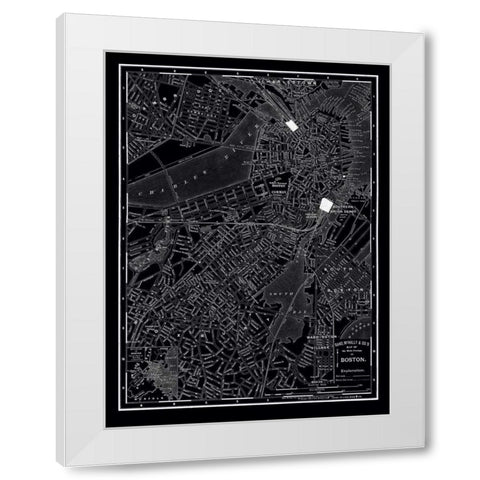 Boston 1895 White Modern Wood Framed Art Print by Vintage Map, 1895