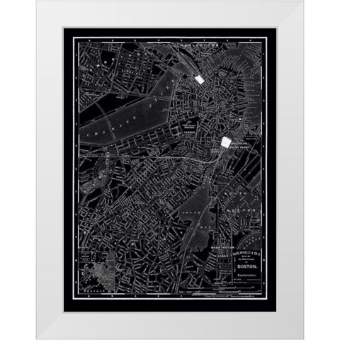 Boston 1895 White Modern Wood Framed Art Print by Vintage Map, 1895