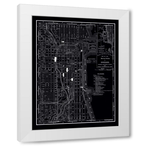 Chicago 1895 White Modern Wood Framed Art Print by Vintage Map, 1895