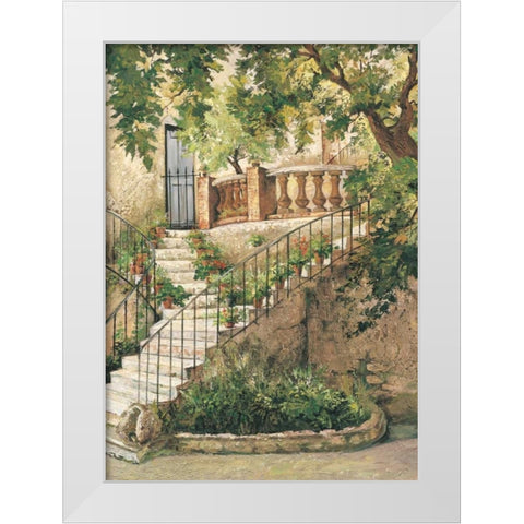Courtyard in Provence White Modern Wood Framed Art Print by Duvall, Roger