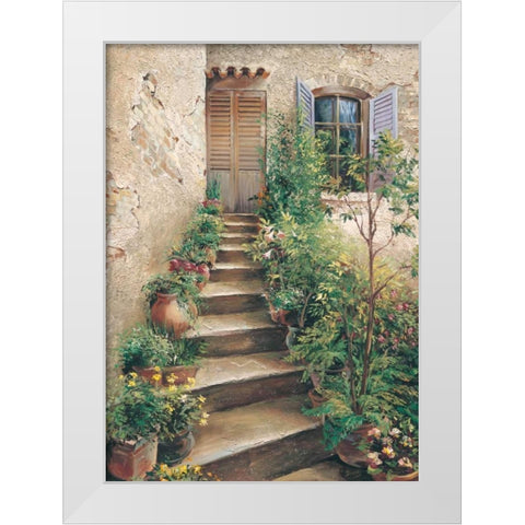 Stairway in Provence White Modern Wood Framed Art Print by Duvall, Roger