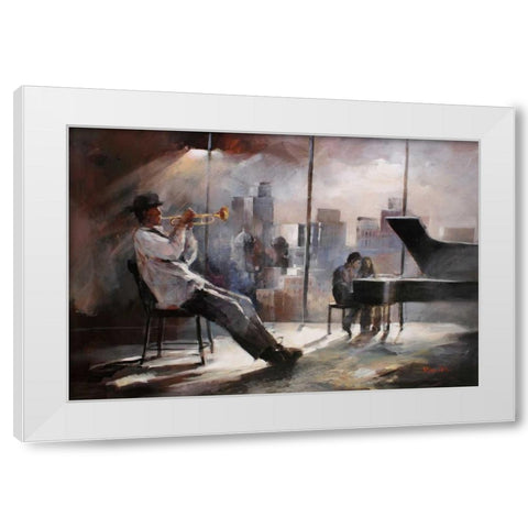 Trumpeter White Modern Wood Framed Art Print by Haenraets, Willem