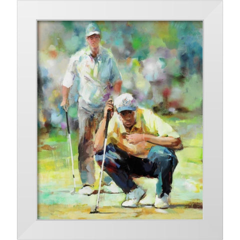 Golfer White Modern Wood Framed Art Print by Haenraets, Willem