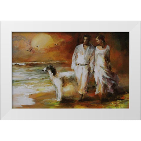 Go for a walk White Modern Wood Framed Art Print by Haenraets, Willem