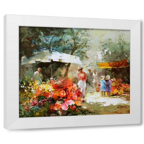 Market Place II White Modern Wood Framed Art Print by Haenraets, Willem