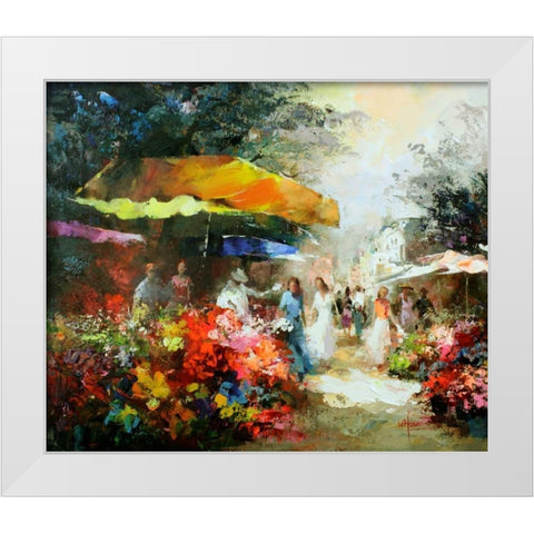 Market Place III White Modern Wood Framed Art Print by Haenraets, Willem