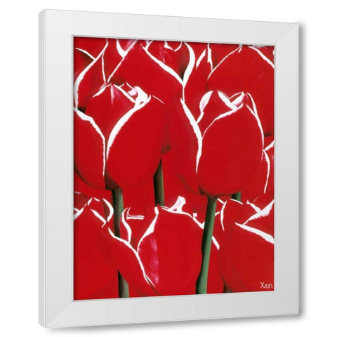 Red and White I White Modern Wood Framed Art Print by Poelstra-Holzhaus, Yvonne