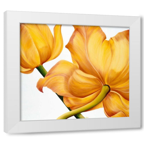 King yellow White Modern Wood Framed Art Print by Poelstra-Holzhaus, Yvonne