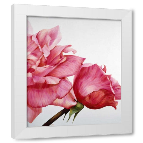 Pink Twin II White Modern Wood Framed Art Print by Poelstra-Holzhaus, Yvonne