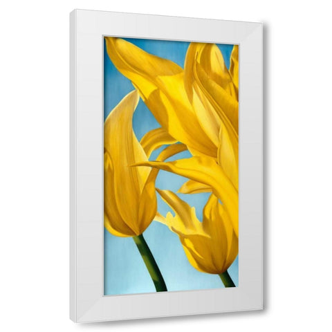 Dancing Yellow White Modern Wood Framed Art Print by Poelstra-Holzhaus, Yvonne