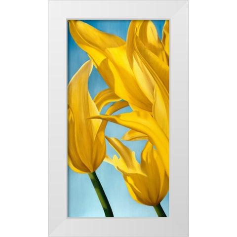Dancing Yellow White Modern Wood Framed Art Print by Poelstra-Holzhaus, Yvonne