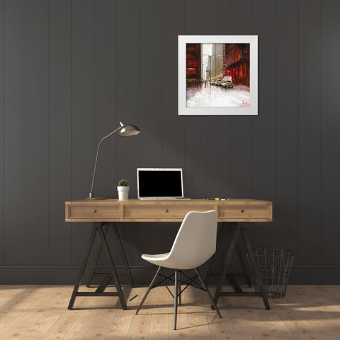 Red Fusion I White Modern Wood Framed Art Print by Luc