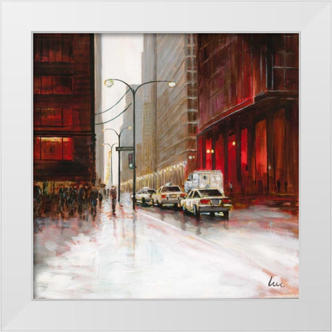 Red Fusion I White Modern Wood Framed Art Print by Luc