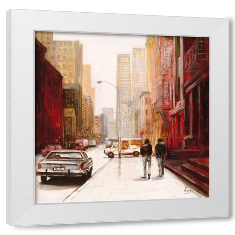 Red Fusion III White Modern Wood Framed Art Print by Luc