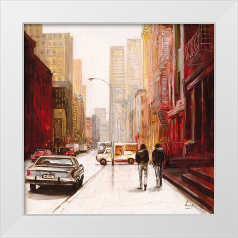 Red Fusion III White Modern Wood Framed Art Print by Luc