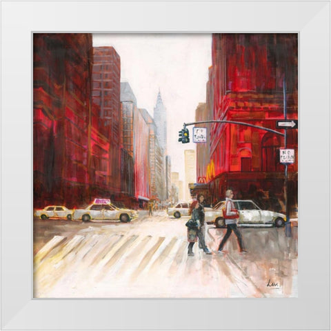 Red Fusion IV White Modern Wood Framed Art Print by Luc