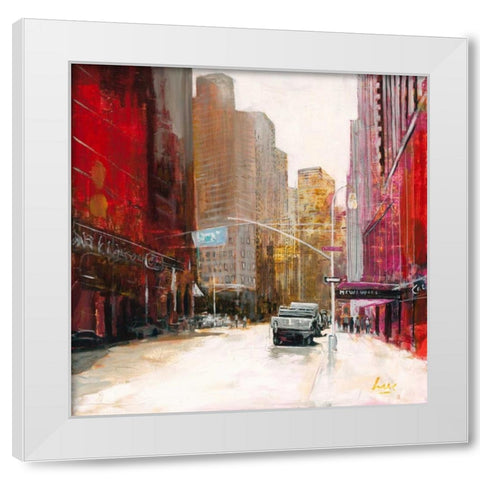 Red Fusion V White Modern Wood Framed Art Print by Luc