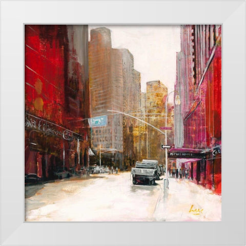 Red Fusion V White Modern Wood Framed Art Print by Luc