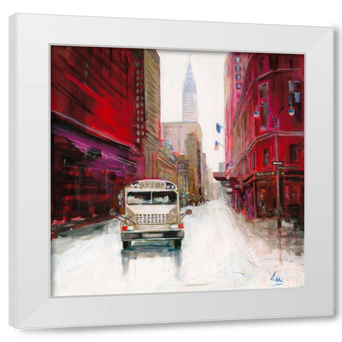 Red Fusion VI White Modern Wood Framed Art Print by Luc