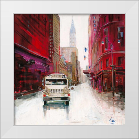 Red Fusion VI White Modern Wood Framed Art Print by Luc