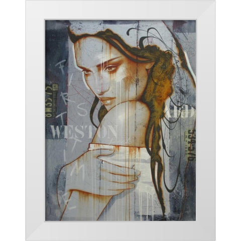 First time in Weston park White Modern Wood Framed Art Print by Jochem, Hans