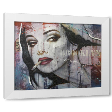 Meeting in Brooklyn White Modern Wood Framed Art Print by Jochem, Hans