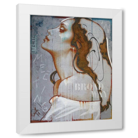 Meeting in Broadway White Modern Wood Framed Art Print by Jochem, Hans