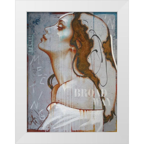 Meeting in Broadway White Modern Wood Framed Art Print by Jochem, Hans