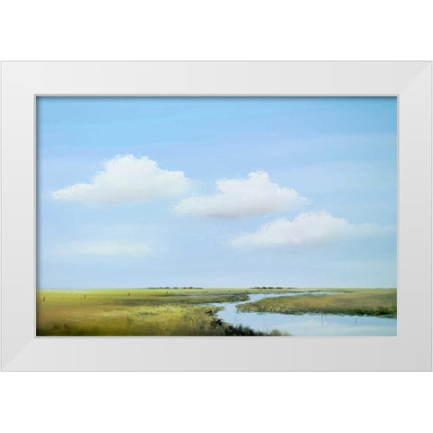 Down the river III White Modern Wood Framed Art Print by Paus, Hans