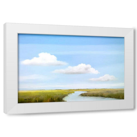 Down the river IV White Modern Wood Framed Art Print by Paus, Hans