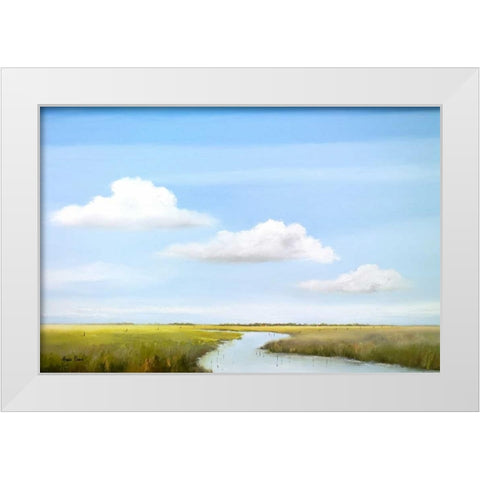 Down the river IV White Modern Wood Framed Art Print by Paus, Hans