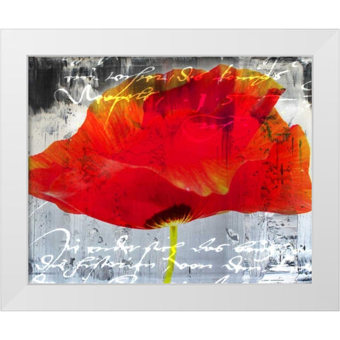 Poppy Story II White Modern Wood Framed Art Print by Baker, Micha